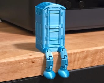 3D Printed Poseable Porta Potty – Articulated Legs Toilet Figure – Humorous Gift, Desk Toy, Collectible
