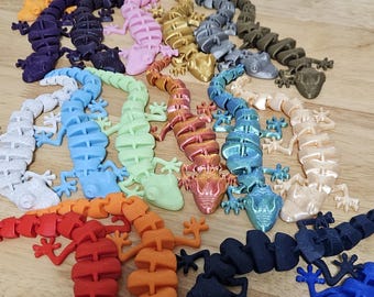 Flexi Lizard Keychain Size、3Dプリントされた関節式爬虫類、曲げられるフィジェット、ヤモリのフィジェット