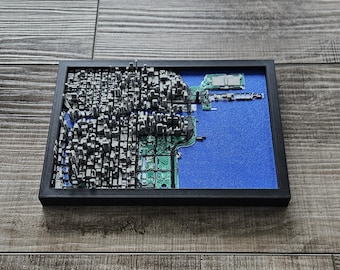 3D Printed Topographic Chicago map – Chicago Desk Model (7.5x5.5 inches)