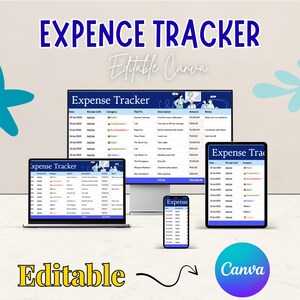 Modelo de Controle de Receitas e Despesas, Planejador de Orçamento Mensal, Planilha Financeira Canva Editável (A4), Download Instantâneo em PDF