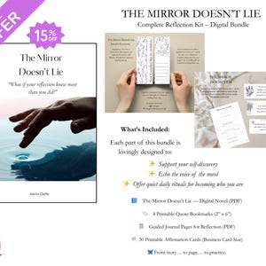 Lot de carnets de découverte de soi | Kit PDF de guérison avec livre imprimable, affirmations et cartes de réflexion - Le miroir n'existe pas