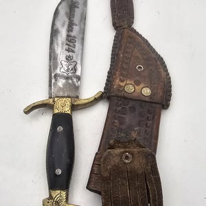 Vintage 1974  Shamsher Decorative Knife – Handcrafted Pakistan army – 28cm with Leather Sheath