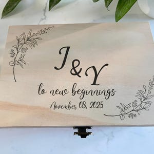 Personalized Wooden Keepsake Box: Engraved Flower Design, Velvet Lined bottom