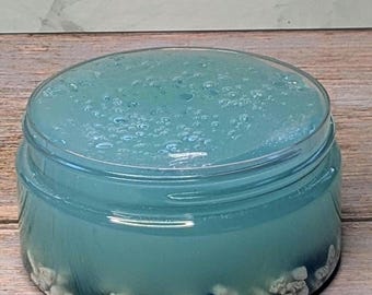 Calm Safe Place Coated Clear Slime: Ocean Breeze Scented with Sea Glass Stones