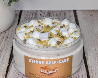 S'more Self-Care Fluffy Slay Slime: Campfire Marshmallow Scented with Floam Pieces