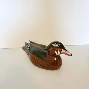 Vintage Carved Wooden HandPainted Duck