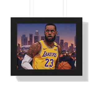 Basketball Wall Art, Sports Room Decor, NBA Player Poster, Basketball Fan Gift, LeBron James Art, Man Cave Decor