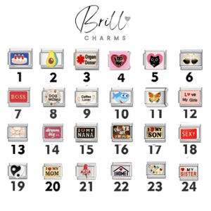 Dijes italianos de plata compatibles con pulseras de 9 mm. Dijes de amor. Pulsera personalizada con dijes de BrillCharms.