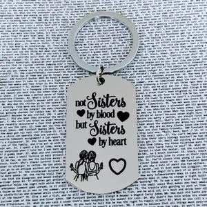 Friendship Keyring Not Sisters by Blood but Sisters by Heart Keyring Best Friend Gifts Bag Charms By BrillCharms