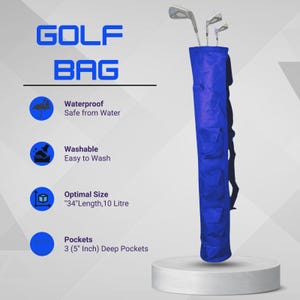 Versatile Lightweight Golf bag 34&quot; – 3 Pockets, Dual Straps, Foldable & Portable for clubs