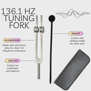 OM 136.1Hz Weighted Tuning Fork - Heart Chakra Healing, Sound Therapy, Meditation, Immune & Circulation Support