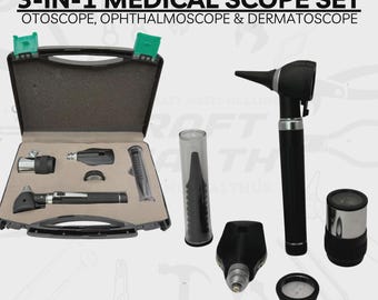 3-in-1 ENT Diagnostic Set Otoscope Ophthalmoscope Dermatoscope with Fiber Optics