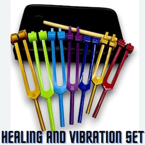 Chakra Tuning Fork Set for Healing, 7 PCS Color Weighted Tuning Forks