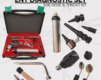 LWL Otoskop Ophthalmoskop Untersuchung LED Diagnose HNO SET + Aligator