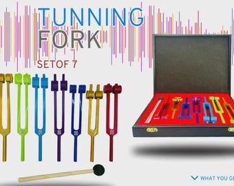 チャクラヒーリング・米国製ハンドメイド７チャクラセット７本入　ワンネスカンパニー 音叉チャクラセット｜重み付き｜（研磨済みレインボー周波数セット