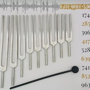 Solfeggio Tuning Forks Set of 9 - Sound Healing, Chakra & DNA Therapy Kit