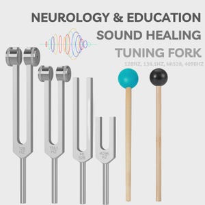 4pcs Tuning Fork Set for Healing – 128Hz, OM136.1Hz, MI528, 4096Hz Chakra Therapy Solfeggio Meditation
