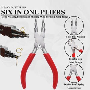 6-in-1 Jewelry Pliers: Wire Looping, Bail & Jump Ring Making (3-9.5mm Loops)