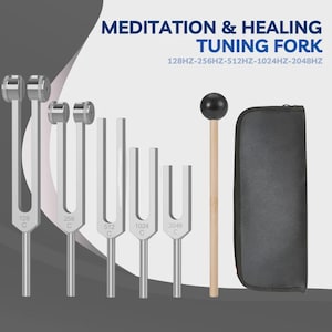 Tuning Fork 5 Set-128Hz, 256Hz, 512Hz, 1024Hz and 2048Hz for Healing & Vibration Therapy