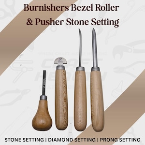 Stone Setting Burnisher Tools Set–Bezel Roller & Prong Pusher for Jewelry Making