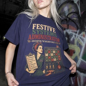 Maglietta natalizia personalizzata per la mamma, maglietta festiva per amministratore di sistemi, maglietta divertente per manager delle vacanze, regalo di Natale personalizzato per la mamma