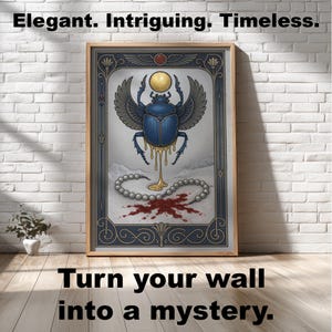 Scarab Mystery Poster Art Deco Death on the Nile Inspired Print Agatha Christie Murder Symbolism Vintage Egyptian Crime Wall Art Decor