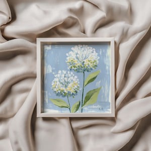 Southern Botanical Print in Blue & Green hydrangea | Chinoiserie Digital Download