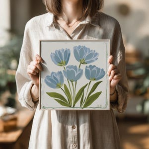 Coquette Flower Poster | Southern Preppy Decor | Blue Tulip Wall Art