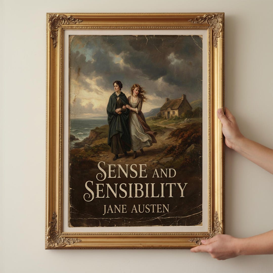 Sense Book Sense and Sensibility Book Cover Art, Moody Coastal Landscape, Dark ...