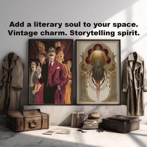 Agatha Christie Poster Set Murder Mystery Wall Art Poirot Death on the Nile Orient Express Art Deco Literary Gift Bookish Digital Prints