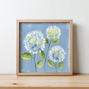 Elegant hydrangea Blue Green Floral Wall Art | Modern Botanical Print Download  | Chinoiserie decor