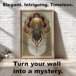 Scarab Mystery Poster Art Deco Death on the Nile Inspired Print Agatha Christie Murder Symbolism Vintage Egyptian Crime Wall Art Decor