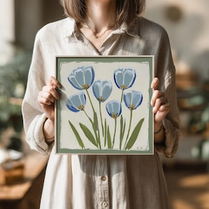 Vintage Botanical Print | Floral Gouache Painting | Southern Preppy Decor