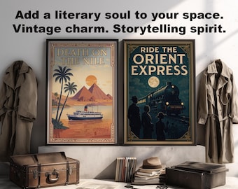 Agatha Christie Poster Set, Vintage Mystery Book Art (Digital Download)