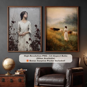 Tess of the d&#39;Urbervilles Print Set of 2, Thomas Hardy Art, Victorian Cottagecore & Dark Academia Decor