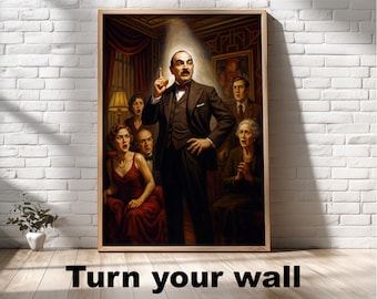 Poirot Detective Print: Vintage Agatha Christie Mystery Illustration (Digital Download)