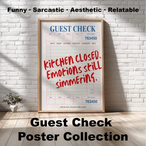 Gastcheque poster grappig emotioneel citaat kunst aan de muur digitale download sarcastisch schattig print geestelijke gezondheid decor voor keuken kantoor hal