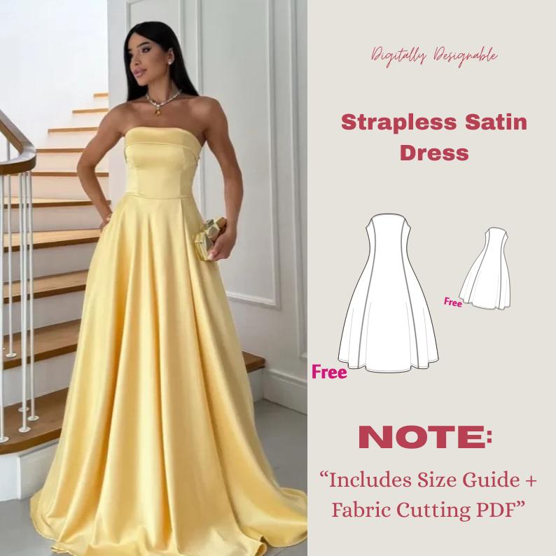 Strapless Evening Gown Sewing Pattern - Etsy Strapless Evening Gown Sewing Pattern - Etsy