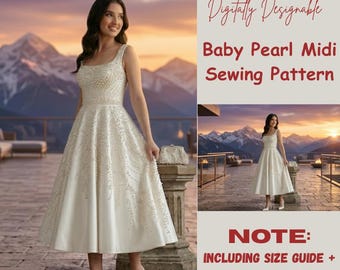 Baby Pearl Midi Dress Sewing Pattern, Princess Seam Bodice (Digital Download)