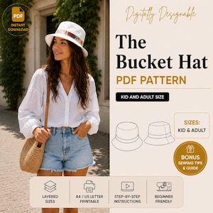 Reversible Bucket Hat Sewing Pattern – Beginner DIY Summer Hat (Digital Download)