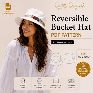 Reversible Bucket Hat Sewing Pattern – Beginner DIY Summer Hat (Digital Download)