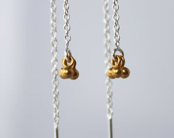 dainty gold threaders. sterling silver with tiny 24k gold vermeil balls • • jenna chain earring