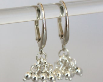 delicate ball drop earrings. tiny wire wrapped ball clusters. solid sterling silver • • teresa drop earring
