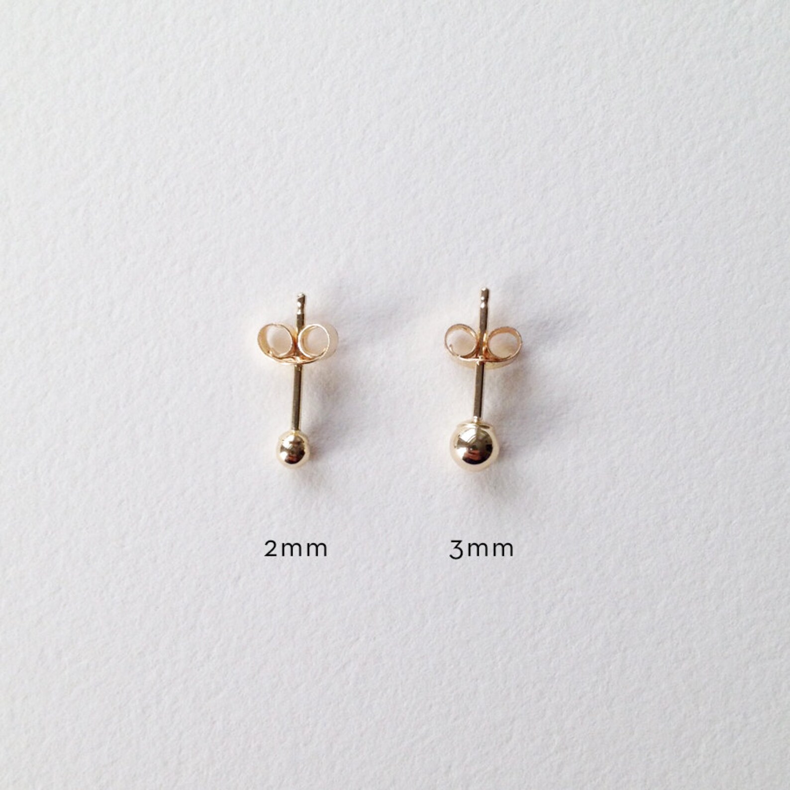 Tiny 14k Gold Ball Post Earrings. 2mm or 3mm Ball. Solid 14k Etsy
