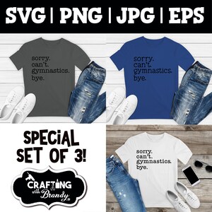 przepraszam. nie mogę. gimnastyka. pa. Zestaw 3 projektów | SVG | PNG | JPG | plik eps cut