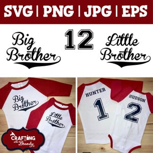 Big Brother Little Brother Jersey 1 2 Set di 2 Disegni / SVG / PNG / JPG / file di taglio eps