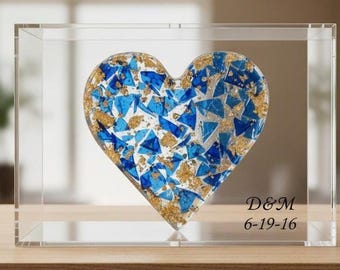 Custom Chuppah Glass Heart Keepsake – Personalized Jewish Wedding Gift, Heirloom Judaica Art