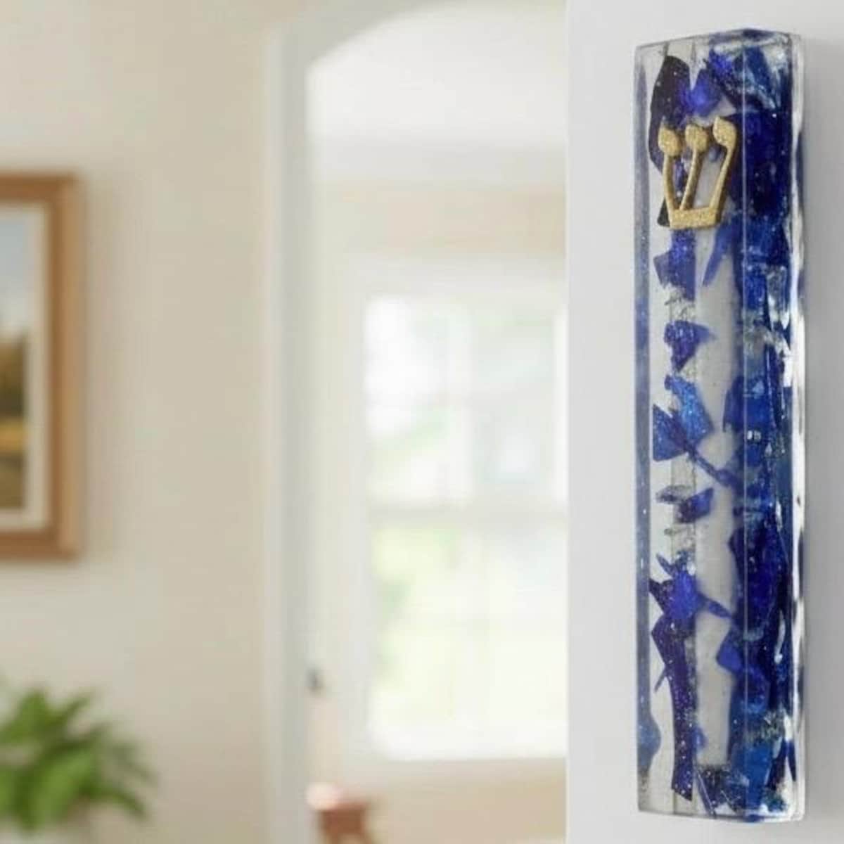 Smashed Chuppah Glass Mezuzah