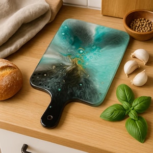 Turquoise Resin Paddle Board: Handmade Charcuterie Serving Tray