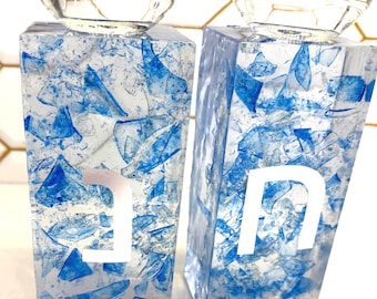 Chuppah Glass Shabbat Candle Holders – Jewish Wedding Keepsake Gift (Optional Drip Tray)